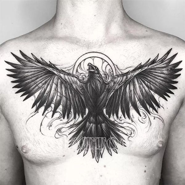 Goth Eagle Tatouage Autocollants Étanche Faux Tatouage pour Femme Homme Hip Hop Punk Clavicule Bras Durable Tatouage Temporaire Art Tatouage