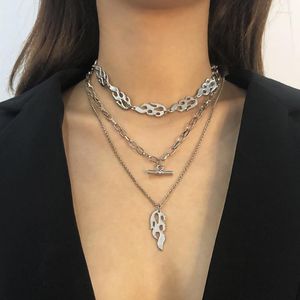 Goth Multi Layer Flame Pendant ketting voor vrouwen metalen punk hiphop charmes choker sieraden vriendschap geschenken kettingen