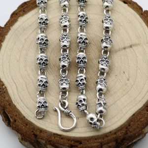 Goth Rock Style accessoires collier homme et femme dominateur fait à la main S925 Sterling rétro Thai argent chaîne de crâne