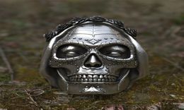 Goth Santa Muerte Ring Rose Crown Sugar Skull Roestvrij staalringen Dames Punk Biker Sieraden Uniek geschenk7867328