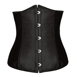 Goth Satin Black Corsets Lencería sexy Mujeres Steel Waist Training Underbust Bustiers Plus Size Corselets Top 81923177