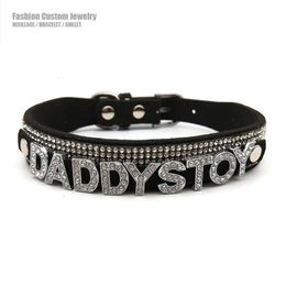 Goth Sexy Diamante Letters Daddys Toy Choker Collier Femme Nom personnalisé Mot Cosplay Collar Bijoux Personnalisé Gift 240416