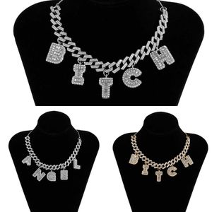 Collar de cristal de cuello redondo de mujer gótica con letras de ángel, punk, diamantes de imitación, Miami, cadena de Cuba, Kpop, joyería de moda, regalos Q0809