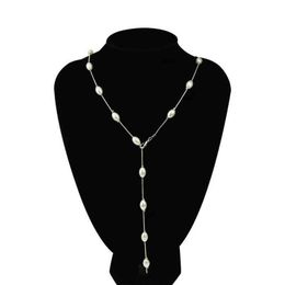 Collar con colgante de perlas barrocas góticas, un collar largo de plata en la parte superior de una columna de boda de mujer grande G1213213o
