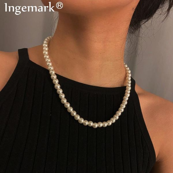Gothique baroque perle gland chaîne collier pour femmes nuptiale mariage brin perlé doux femme tour de cou blanc meilleur ami bijoux