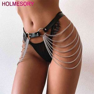 Gotische buik S zwart lederen riem goth sexy ketting rok punk stijl riem taille body harnas raver dans sieraden