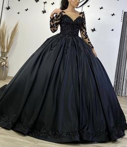 Robes de mariée de bal de robe noire gothique en dente