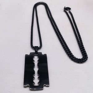 Gothic Blade Razor Pendant Colliers pour hommes en acier inoxydable noir argent or couleur pop-corn collier de chaîne esthétique Collier Homme Bijoux en gros