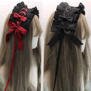 Gothique Bowknot Doux Cheveux Cerceau Anime Maid Cosplay Bandeau Lolita Dentelle Fleur Chapeaux Accessoire Goutte 240111