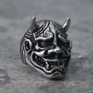 Gótico Bull Head Skull Mens Ring Punk Hip Hop Demonio Japonés Demonio 14K Gold Anillos para hombres Regalo de joyería de moda