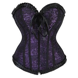 Gothique corset sexy burlesque floral plissé bustier bustier zip corsage vintage de taille plus taille korsett carnaval bustiers 240408