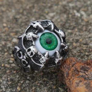 Gothic Creatief Ontwerp Dragon Claw Demon Eye Ring Mannen Punk Hip Hop 14K Wit Goud Rider Dragon Claw Ring mode-sieraden Cadeau