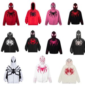 Halloween gothique sombre araignée imprimé fermeture éclair à capuche hommes femmes streetwear manches longues sweats ysfe0249 homme surdimensionné hip-hop mode veste drôle S-2XL