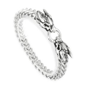 Gothique Double Dragon Figaro Lien Chaîne Bracelet En Acier Inoxydable Bijoux pour Hommes XMAS Cadeaux Argent 8mm 9 Pouces