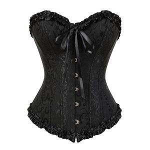 Gothique brodé Brocade Corset body lift shaper Bustier Bone Lace Up Steampunk Corset Sexy Corselet Sans Bretelles Overbust Slim 811313T