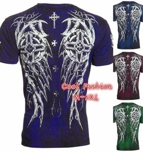 Gothic Fashion Archaic Affliction Cool Skull Print plus taille Men Tshirt Tattoo Biker M5XL2392818