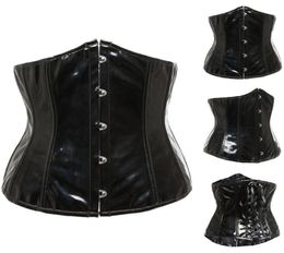 Gothic Fetish Black Underbust Corset PVC Bustier à lacets Punk Punk S-2xl Body Shaper9917546