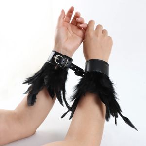 Gotische handschoenen Feather Pols Cuff Carnival Stage Show Showgirl Natural Dyed Ryed Rooster Feather Arm Warmer Party Cosplay kostuum