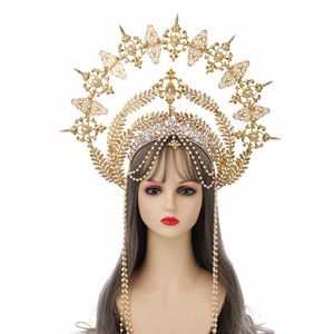 Gotische Halo kroon barokke Lolita Tiara kroon hoofdband Halloween Vintage zonnegodin zendspoel