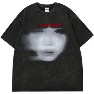 Gothic Harajuku Mens lavage noir T-shirt Vêtements de rue esthétique Vêtements graphiques Cotton Retro T-shirt Hipster Top Summer Y2K 240426