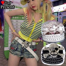 Gothic Harajuku Punk Lady Men Belts Rivet Women hip pop Strap Vintage Woman skull bling gift 220712 182y