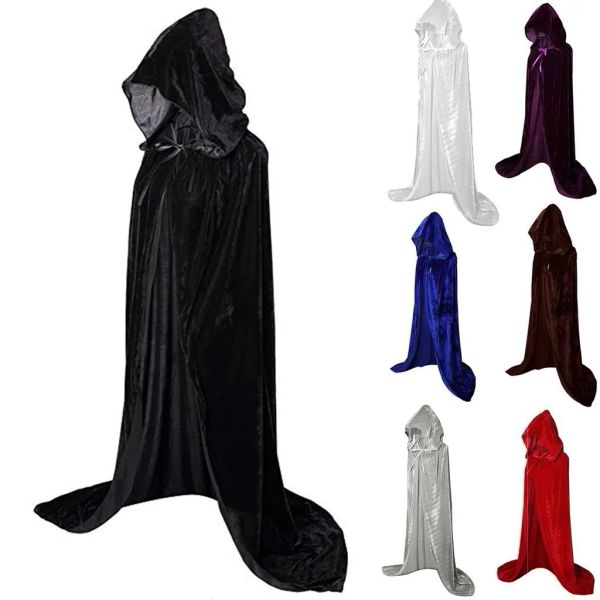 Gothic Hooded Tache Cloak Wicca Robe Witch Larp Cape Femmes hommes Halloween Costumes Vampires Fancy Party Taille S-M