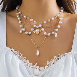 Imitation gothique perle croix chain de collier Collier de coeur tendance pendentif jewelry collier collier de pavage