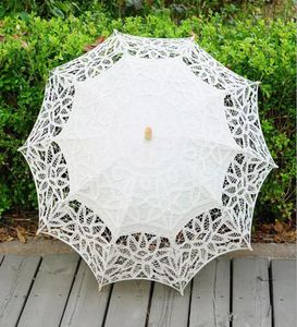 Sombrilla de encaje de marfil gótico Paraguas blanco elegante hueco negro sombrillas de boda victorianas para novia dama de honor buena calidad personalizada Co5169744