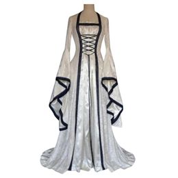 Gothic middeleeuwse jurk cosplay carnaval halloween kostuum voor vrouwen retro vestidos rechtbank lang gewaad nobele prinses party215n