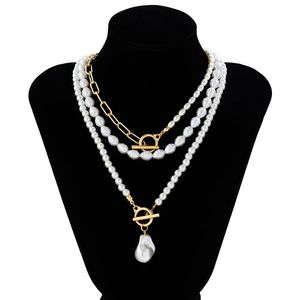Pendentif disque gothique en métal, chaîne serpent plate, collier clavicule Punk, chaîne de perles d'imitation, ras du cou multicouche, bijoux de cou pour femmes