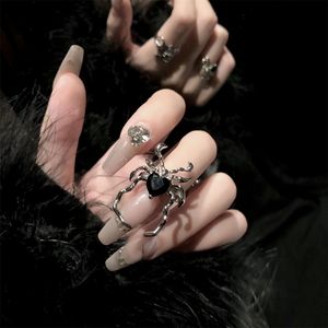 Gothic Metallic Liquid Ring Big Spider Adjustable Animal Rings Reptile for Men Women Fashion Punk Boy Girl Birthday Jewelry Gift