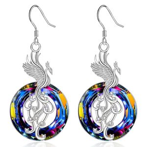 Pendientes góticos de cristal de Fénix para mujer, coloridos pendientes amarillos de circonita Firebird, pendientes para fiesta y boda, joyería Punk Vintage