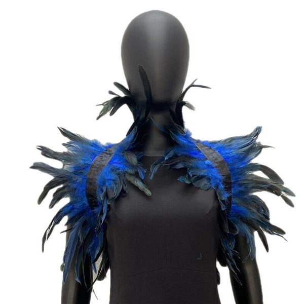 Gothic Punk Feather Shawl Cap Shirgul Wrap Fread Falle Choker Collard volée Epaulet Halloween Cosplay Party Show Show Shirt