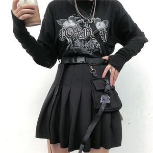 Gothique Punk Harajuku Femmes Jupes Casual Cool Chic Preppy Style Rouge Plaid Plissé Noir Femme Mode Short Poche 210629