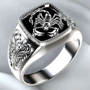 Gothic Punk Scorpion Mannelijke Retro Ring Scorpion Patroon 14K Wit Gouden Ringen voor Mannen Sieraden Groothandel