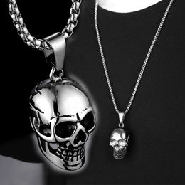 Gothic retro schedel hoofd hang ketting voor mannen goud zilveren kleur punk rapper skelethoofd kettingen vriendje sieraden cadeau