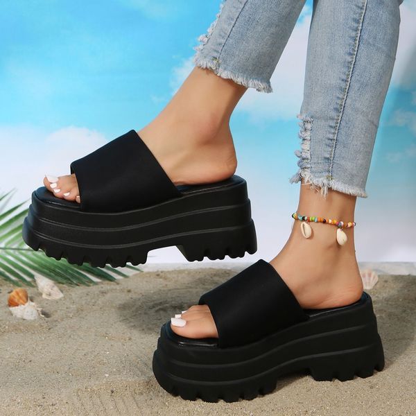 Sandalias góticas Toe Summer Open Women Platform IPPEUM COMFY Punk Style Mules Woman Black Shoes Platforms Tobas de tacón gruesas 230419 37 S