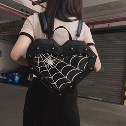Gothic Spiderweb Heart Shaped Ita Rugzakken voor Dark Lolita Holloween Pin Display Clear Window handtas en schoudertas geschenken