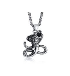 Collier pendentif gothique en acier inoxydable Cobra, Protection de l'egypte ancienne, symbole du mauvais œil, 3mm, 24 pouces, argent 4887419