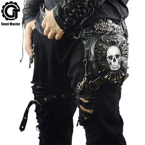 Gothic Steampunk Skull 2019 Women Messenger Leather Lederen Taille Bags Fashion Retro Rock Motorfiets Been Bag Bag For Men T200113 194i