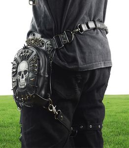 Gothic Steampunk Skull 2019 Women Messenger Leather Leg Taille Tassen Fashion Retro Rock Motorcycle Leg Bag voor mannen T2001136198010