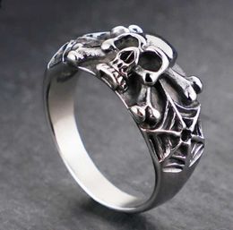 Anillos de calavera de acero gótico para hombre, anillo de esqueleto Punk Rock para hombre, accesorios de joyería de fiesta para hombre