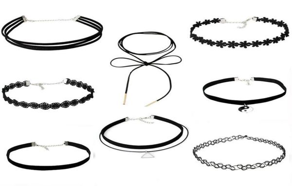 Accessoires simples de style gothique, collier ras du cou, chaîne, combinaison de collier en dentelle avec échantillon supplémentaire aléatoire 5078026