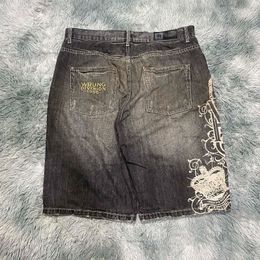 Gothic Trend Gedrukte hoge taille korte jeans dames y2k street sexy meisjes hoge taille losse shorts dames 240420