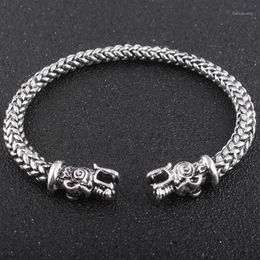 Bracelet gothique viking norrois nordique vikings de bracelet de midgard bracelet à deux têtes pour hommes accessoires12329