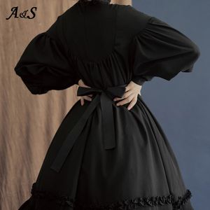 Gothic Vintage Lolita Dress Women Japanese Style Palace Princess Dresses Lantern Sleeve Cute Party Dress Sweet Cosplay Costume 201204