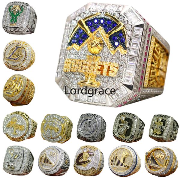 Championnat du monde de basket-ball de luxe Bague Set Designer 14K Gold Nuggets JOKIC Champions Anneaux pour hommes femmes diamant sport bijoux