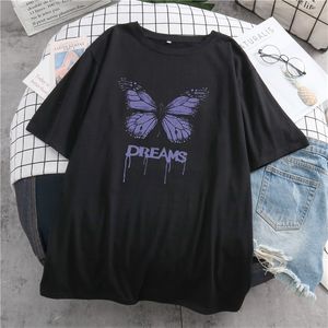 Camiseta holgada de estética gótica Y2k para mujer, camisetas de estilo coreano púrpura, ropa Punk Harajuku 220527
