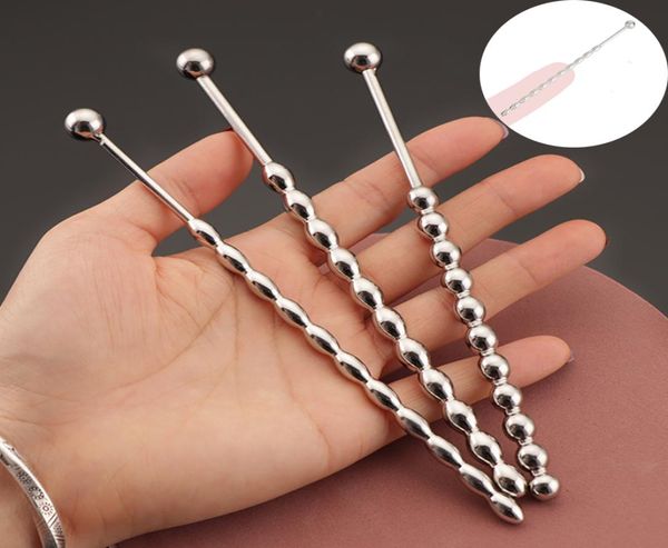 Cuentas de Metal en forma de calabaza, tapón para pene, catéter uretral de acero inoxidable, dilatación de uretra, sonido sexy, varillas de inserción con cuentas de juguete 8360243