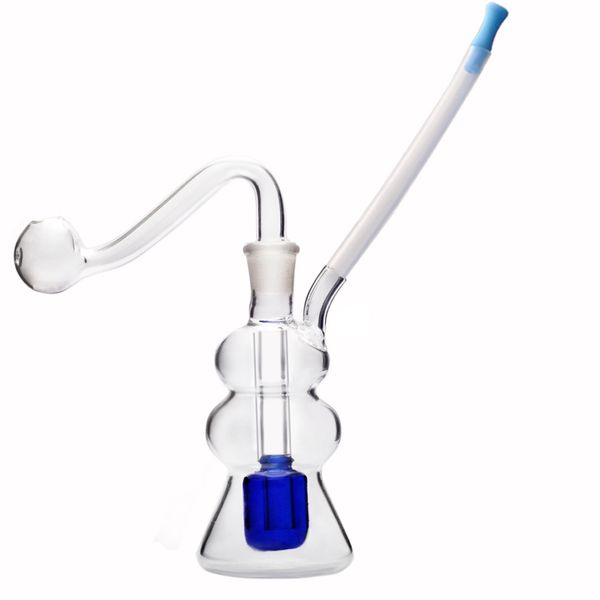 Style de gourde Mini brûleur à mazout en verre Pipe à eau Bong Bubbler Accessoire pour fumer avec bol en verre Embouchure en tube de silicone